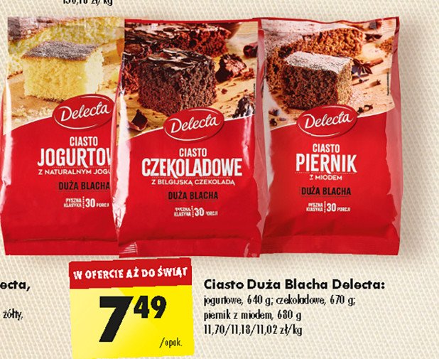 Ciasto czekoladowe Delecta duża blacha promocja