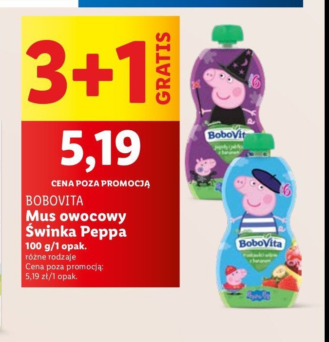 Mus jagody i jabłka z bananami peppa pig Bobovita promocja