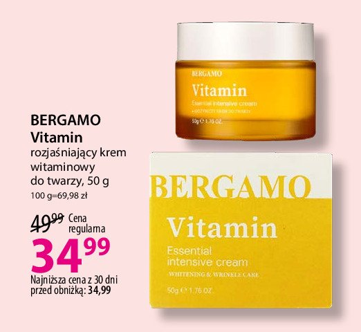 Krem do twarzy rozjaśniający Bergamo vitamin promocja