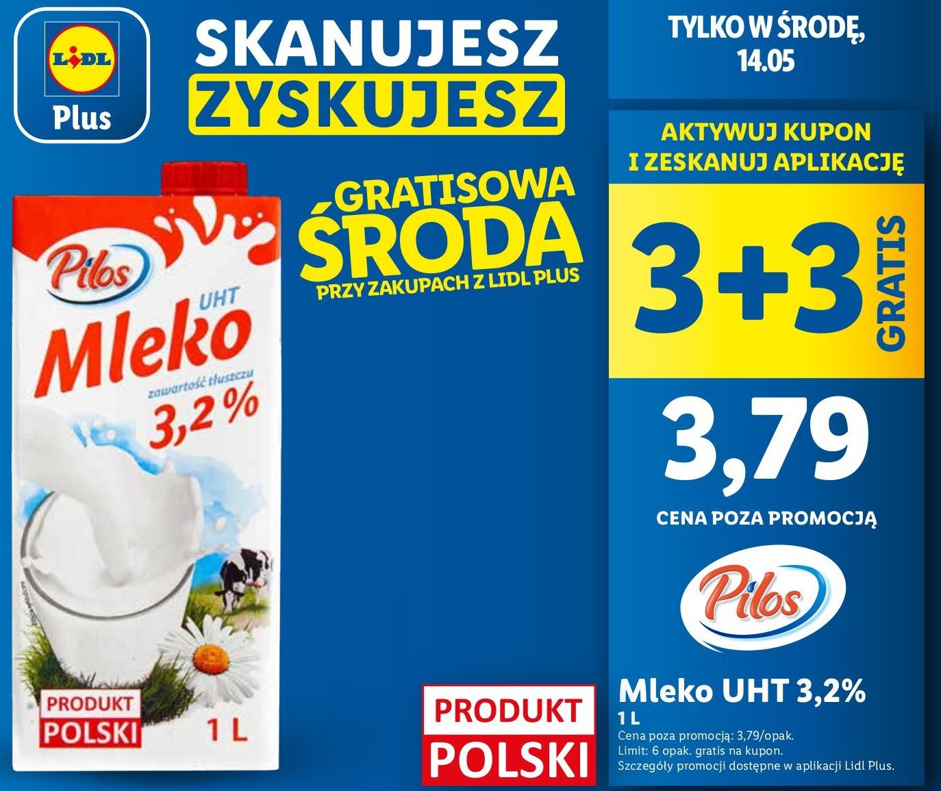 Mleko 3.2% Pilos promocja