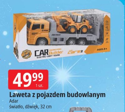 Laweta z pojazdem budowlanym Adar światło, dźwięk, 32 cm promocja w Leclerc