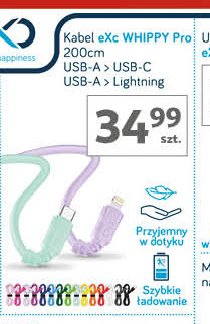 Kabel usb whippy pro 2 m różowy Exc promocja w Auchan