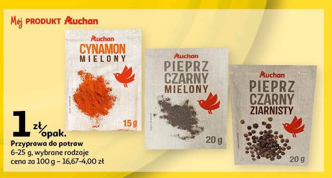 Pieprz  czarny mielony Auchan różnorodne (logo czerwone) promocja