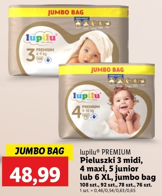 Pieluchy maxi 4 Lupilu premium promocja