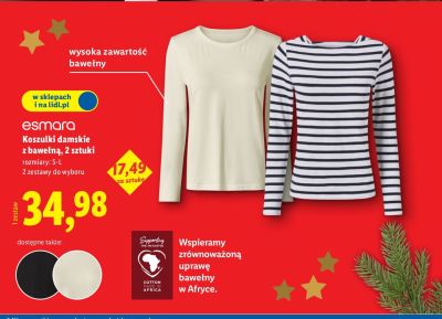 Koszulki damskie z bawełną, 2 sztuki promocja w Lidl