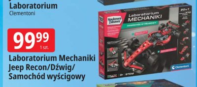 Laboratorium Mechaniki Jeep Recon/Dźwig/Samochód wyścigowy Clementoni promocja w Leclerc