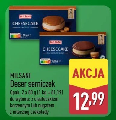 Deser serniczek MILSANI (z ciasteczkiem lub z mleczną czekoladą) promocja w Aldi