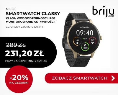 Zegarek męski Smartwatch Classy złoto-czarny ZG-017297 promocja w Briju