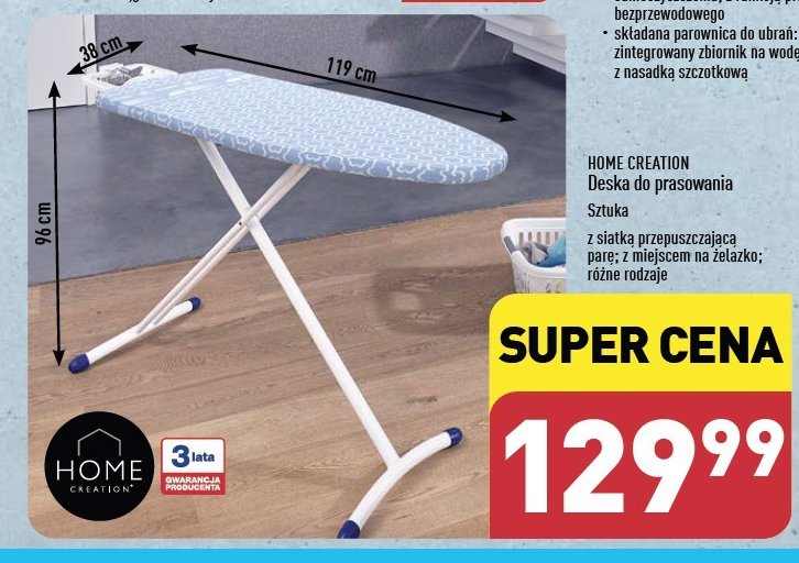 Deska do prasowania 38 x 119 cm Home creation promocja