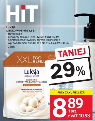 Mydło w płynie Luksja Creamy & Soft 1,5L trzy rodzaje promocja w Selgros