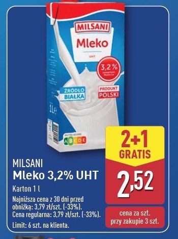 Mleko 3.2% Milsani promocja