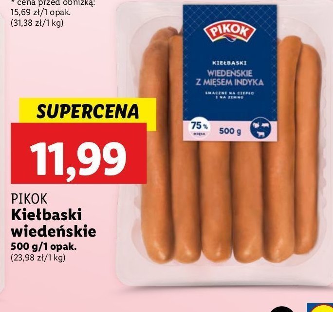 Kiełbaski wiedeńskie Pikok promocja w Lidl