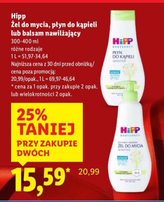 Żel do mycia, płyn do kąpieli lub balsam nawilżający Hipp promocja w Lidl