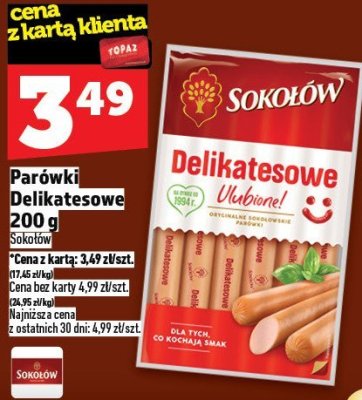 Parówki Delikatesowe 100 g promocja w TOPAZ