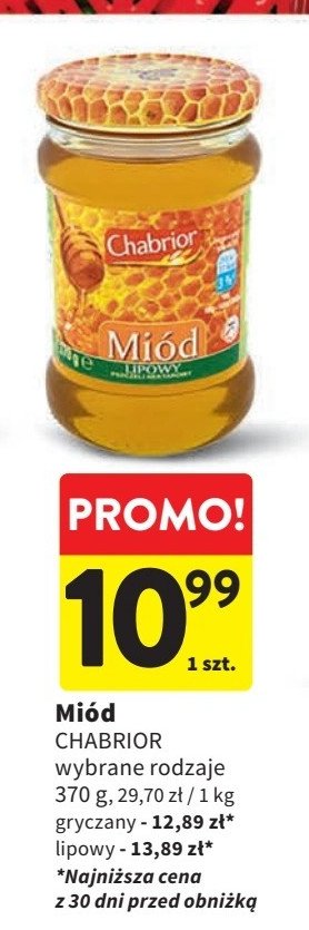 Miód lipowy Chabrior promocja w Intermarche