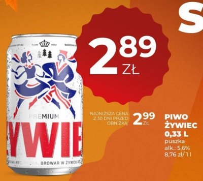 Piwo Żywiec 0,33 L puszka promocja w Duży Ben