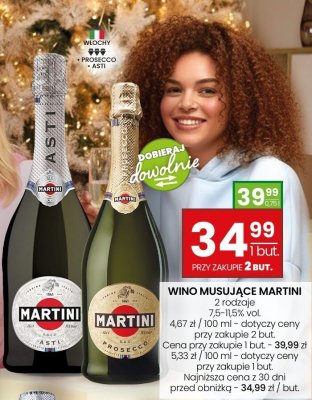 Wino musujące Martini 2 rodzaje Asti, Prosecco 7,5-11,5% vol. 0,75l promocja w Twój Market