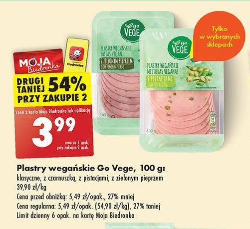 Plastry wegańskie z pistacjami Govege promocja