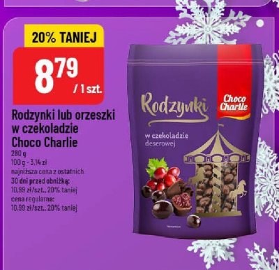 Rodzynki lub orzeszki w czekoladzie Choco Charlie promocja w POLOmarket