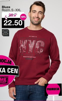 Bluza rozm. S-XXL bordowa z nadrukiem promocja w Woolworth