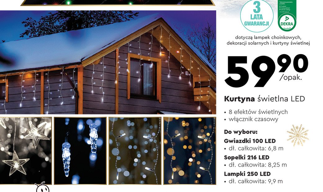 Kurtyna 艣wietlna 100 lampek led promocja