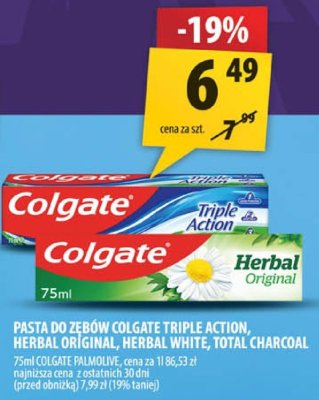 Pasta do zębów Colgate Triple Action, Herbal Original promocja w Arhelan