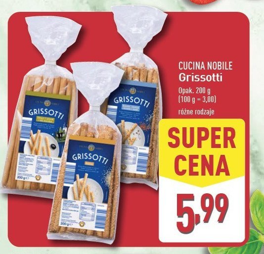 Paluchy włoskie grissotti z oliwkami i solą Cucina promocja