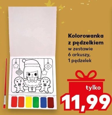 Kolorowanka z pędzielkiem w zestawie farbki, pędzelek 1 pędzelek promocja w Kaufland