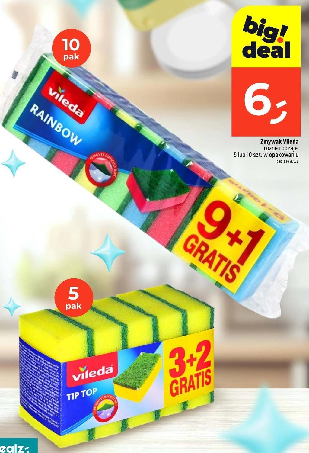 Zmywak rainbow Vileda promocja w Dealz