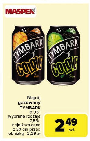Napój cola + mango Tymbark colove promocja w Carrefour Market