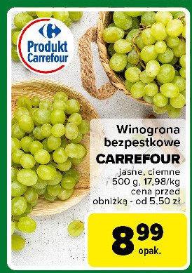 Winogrona białe bezpestkowe Carrefour targ świeżości promocja