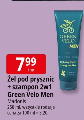 Żel pod prysznic + szampon 2w1 Green Velo Men Madonis promocja w Leclerc