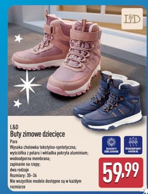 Buty zimowe dziecięce  promocja w Aldi