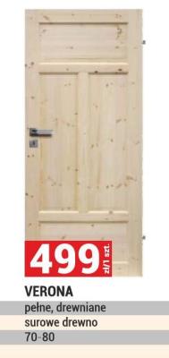 Drzwi VERONA pełne, drewniane surowe drewno 70-80 promocja w Merkury Market