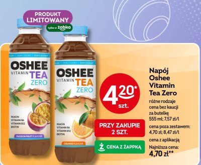 Napój Oshee Vitamin Tea Zero różne rodzaje 555 ml promocja w Żabka