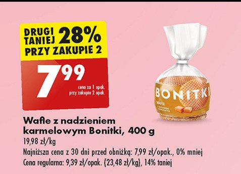 Wafle z nadzieniem karmelowym Bonitki promocja