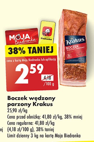 Boczek wędzony Krakus animex promocja w Biedronka