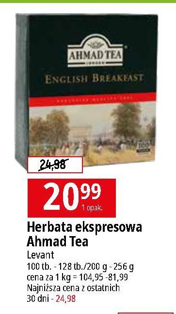 Herbata ekspresowa z zawieszką Ahmad tea london english breakfast promocja