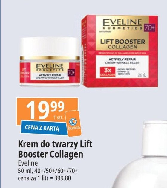 Krem do twarzy 60+ Eveline lift booster collagen promocja