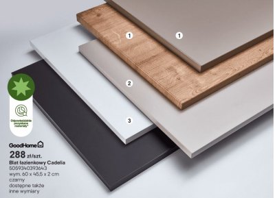 Blat łazienkowy Cadelia czarny 60x45.5x2 cm promocja w Castorama