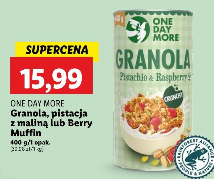 Granola pistachio & raspberry One day more promocja