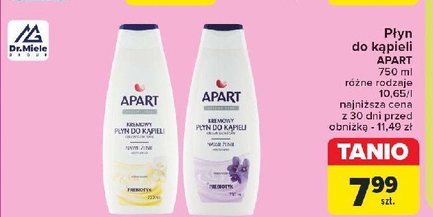 Kremowy płyn do kąpieli jaśmin + prebiotyk Apart creamy care Apart natural promocja