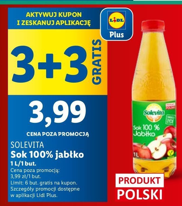 Sok jabłkowy 100 % Solevita promocja