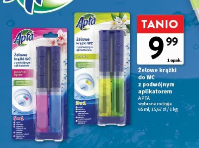 Żelowe krążki do WC z podwójnym aplikatorem Apta promocja w Intermarche