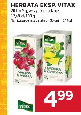 Herbata malina & wiśnia Vitax promocja