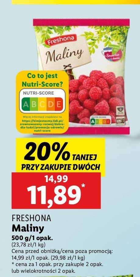 Maliny mrożone Freshona promocja