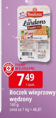 Boczek wieprzowy wędzony Tradi Lege promocja w Leclerc