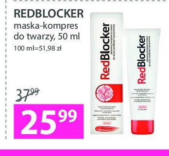 Aktywny kompres w masce do skóry wrażliwej i naczynkowej Redblocker promocja