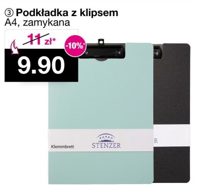 Podkładka z klipsem A4, zamykana STENZER promocja w Woolworth