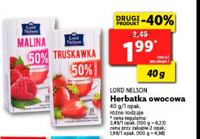 Herbata malina 50% Lord nelson promocja